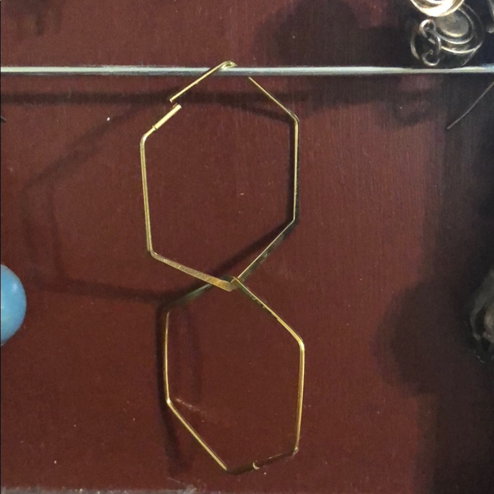 Gold hexagonal hoops